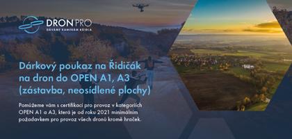 Dárkový poukaz na Řidičák na dron do OPEN A1, A3 (zástavba, neosídlené plochy)